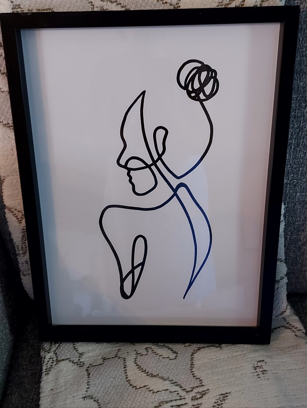 Minimalist Black and White Woman Line Art Wall Frame